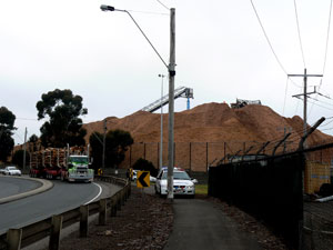 Police arrive at Midways woodchip mill