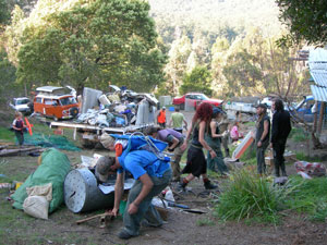 loading the rubbish truck